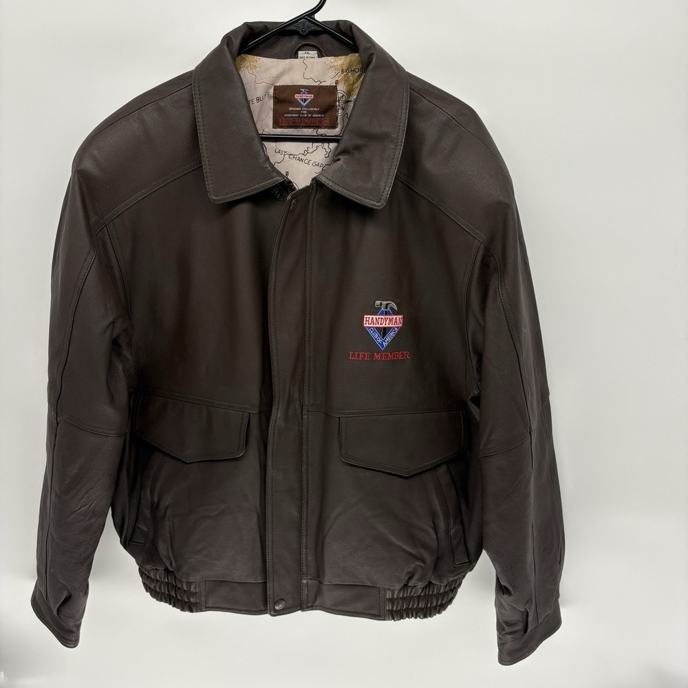 Vintage HandyMan Smooth Leather A-2 Aviator Bomber Jacket‎ Map Lined USA XXL